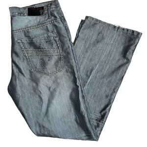 Cyber Y2K Gray 00s Jeans Stuudded Pocket Red Ape Cyber Grunge Size 38